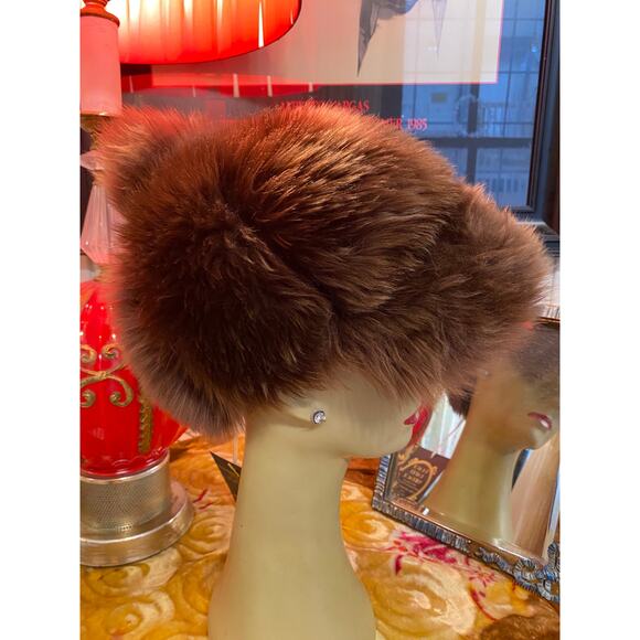 Vintage 1970s brown fluffy shearing hat lamb skin Italian winter ski outdoor - Picture 2 of 7